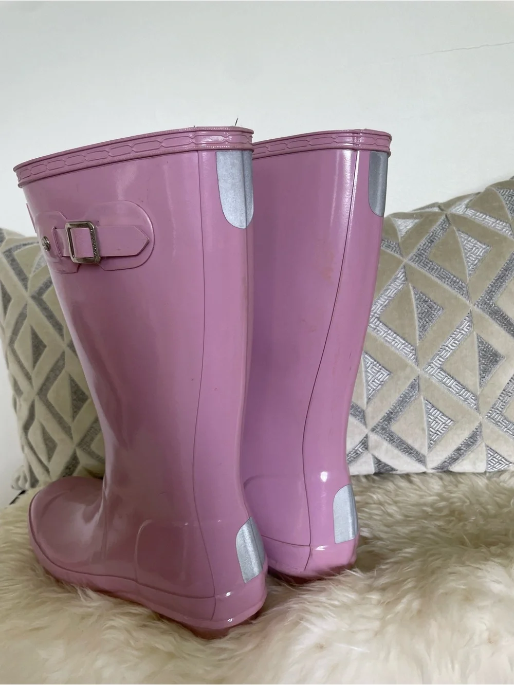 Hunter Kid’s Pink Gloss Knee-High Rain Boots